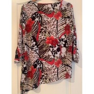 Chico's 2 (US L/12) Tropical print Asymmetrical Cottage Core Relaxed